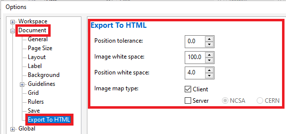CorelDRAW Export to HTML