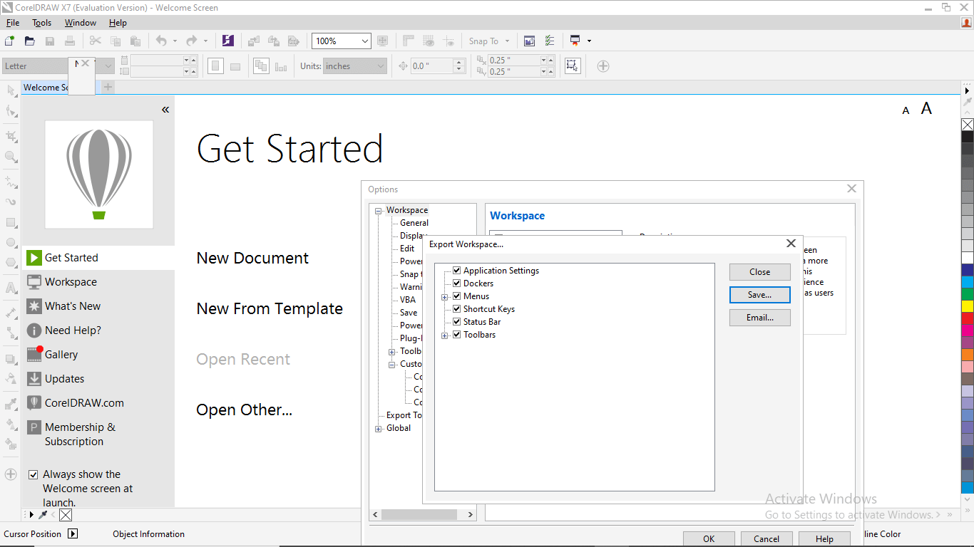 CorelDRAW Workspace Customization