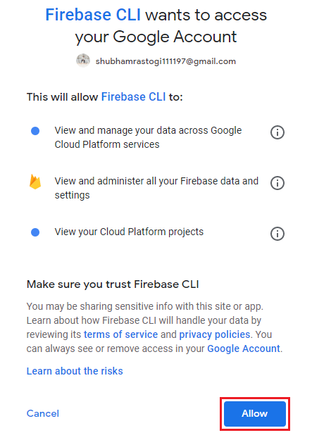 Firebase Creating and Deploying Cloud Function