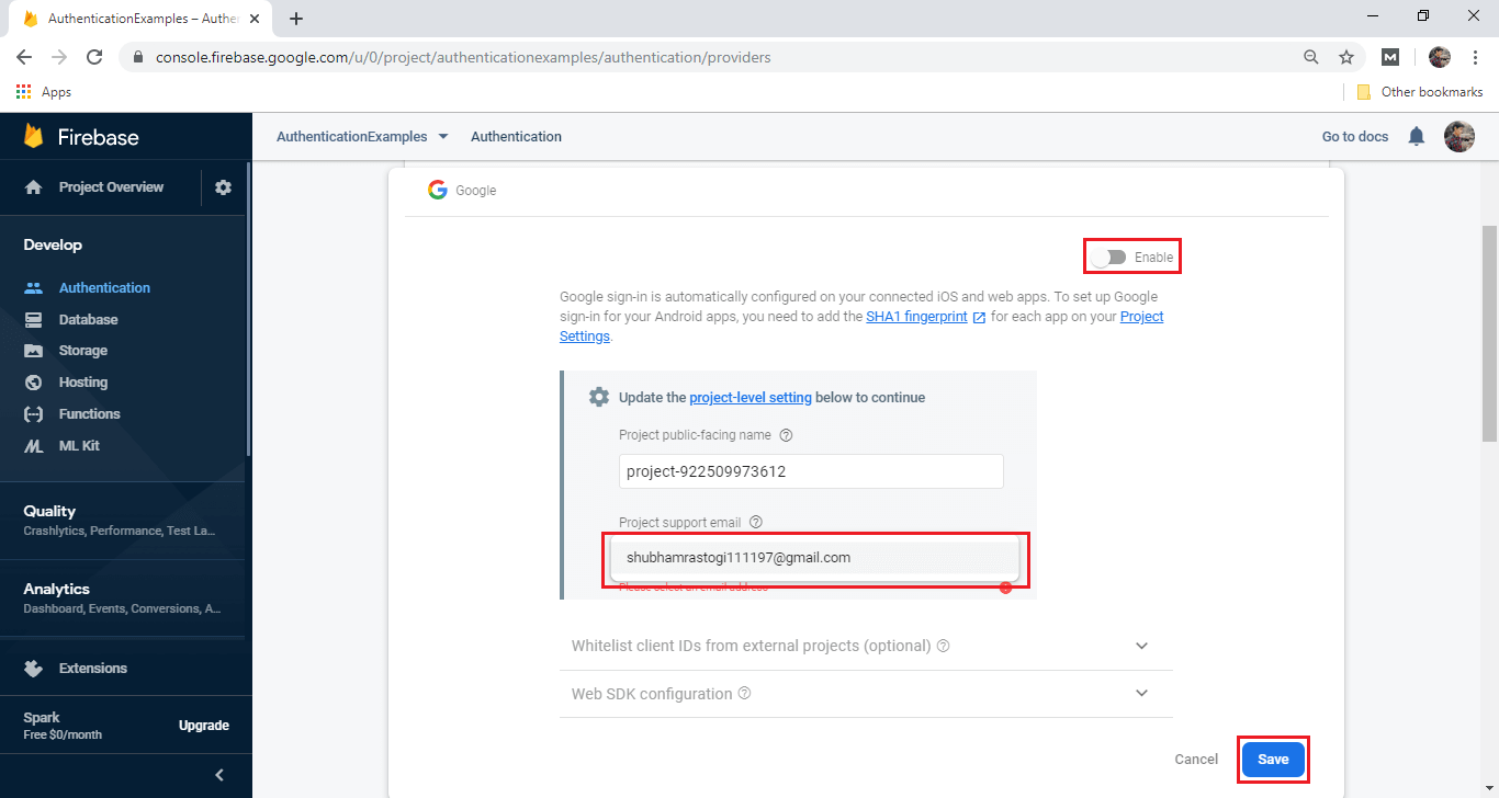 Firebase Google Sign in Authentication