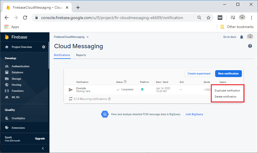 Firebase Types of Message