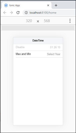 Ionic DateTime