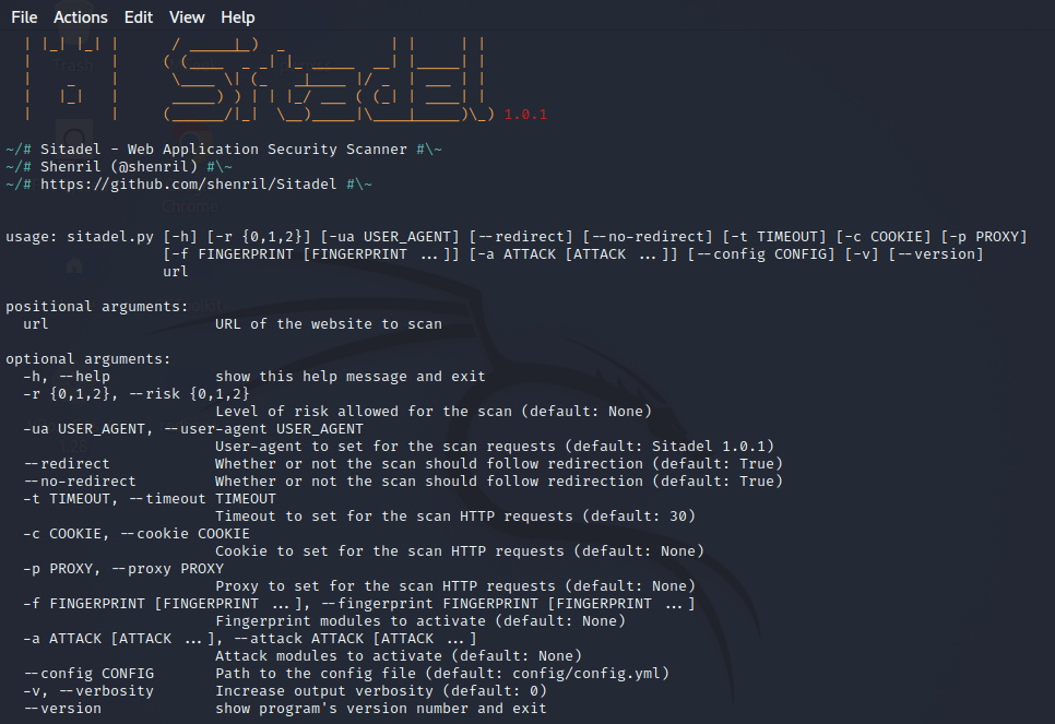 Sitadel-Web Application Security Scanner in Kali Linux