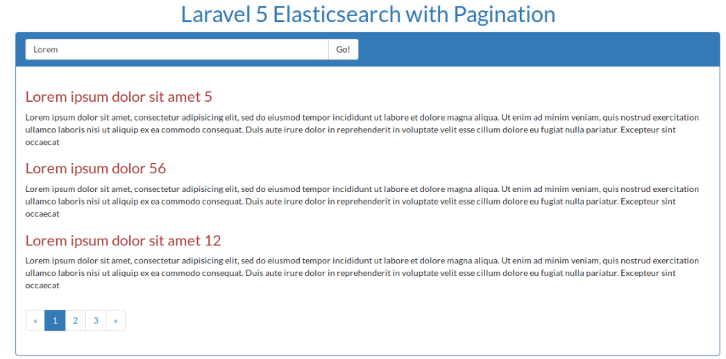 Elasticsearch with pagination in Laravel 5