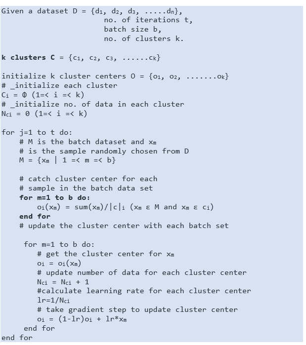 Mini Batch K-means clustering algorithm