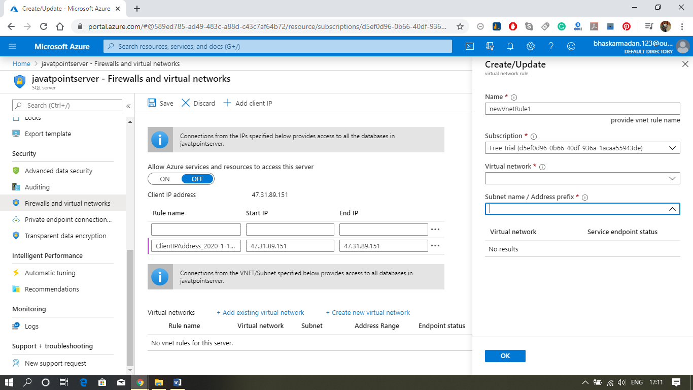 Azure SQL Database Configuration