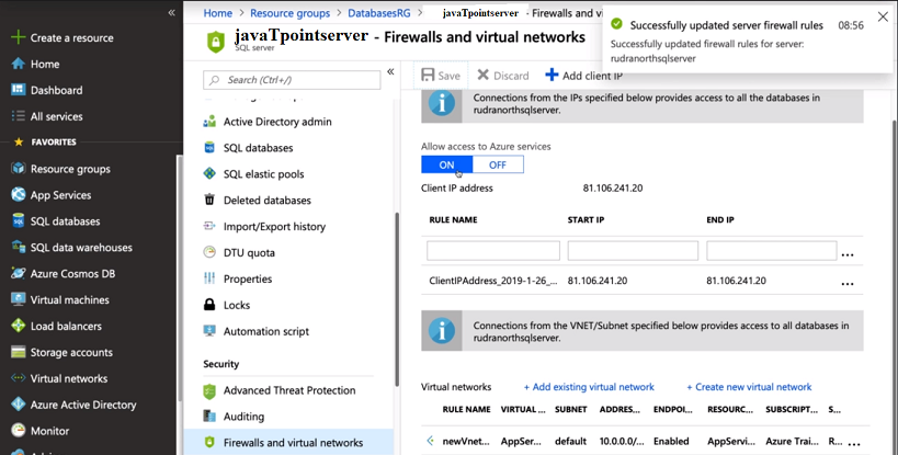 Azure SQL Database Configuration