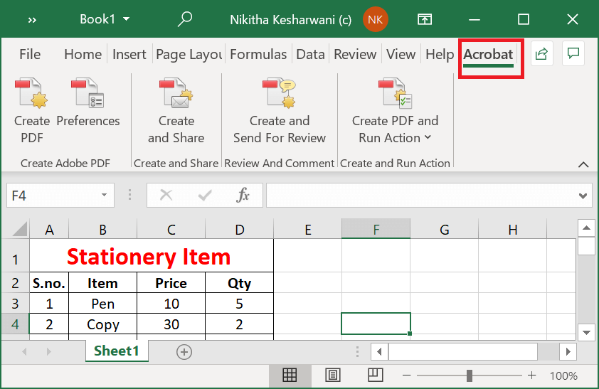 Convert Excel to PDF