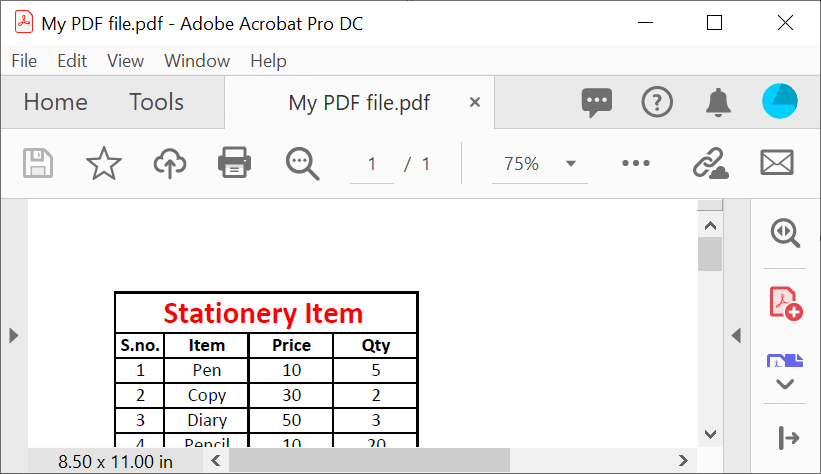 Convert Excel to PDF