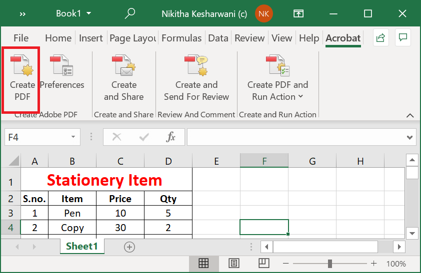 Convert Excel to PDF