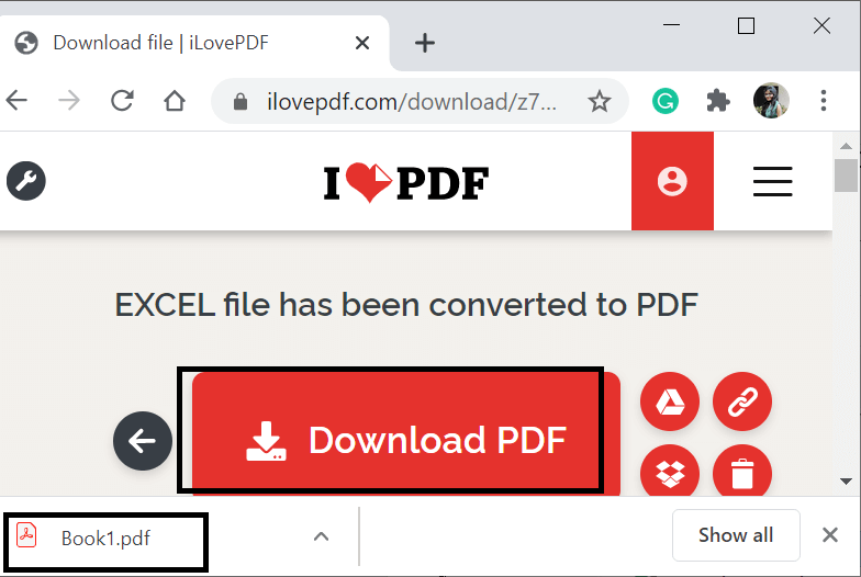 Convert Excel to PDF