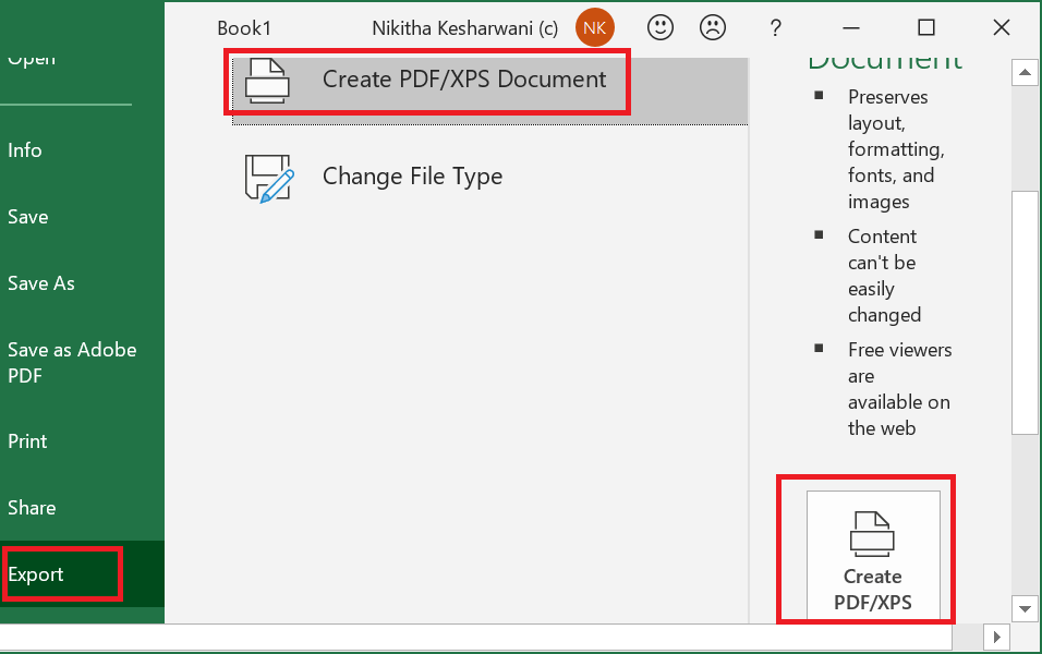 Convert Excel to PDF