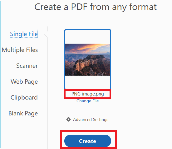 Convert PNG to PDF