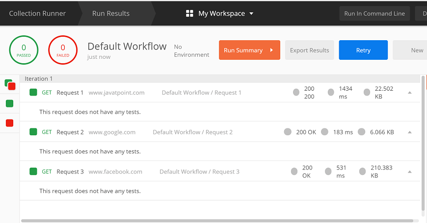 Workflows in Postman