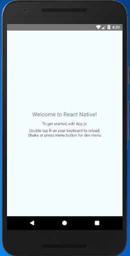 React Native First Application Hello World