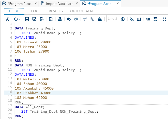 Concatenate Multiple Data sets