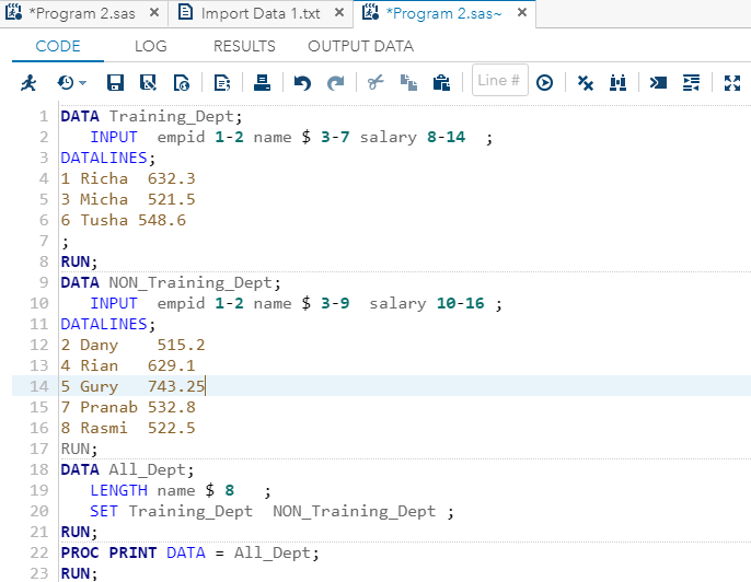 Concatenate Multiple Data sets