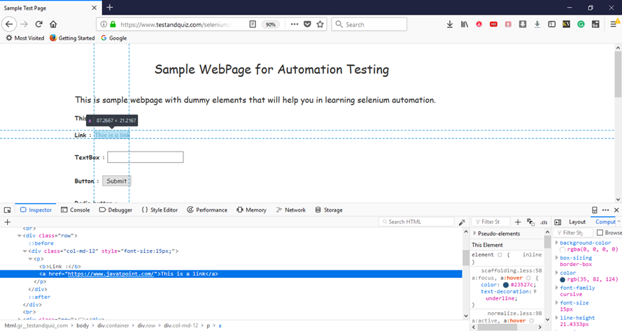 Selenium Webdriver Locating Strategies By Link Text