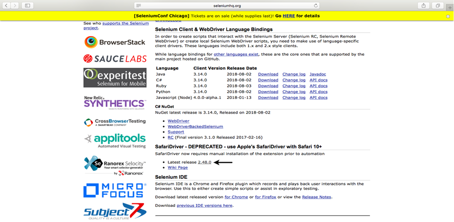 Selenium WebDriver Running test on Safari Browser