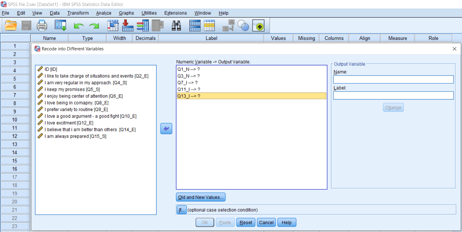 Recode into Different Variable in SPSS