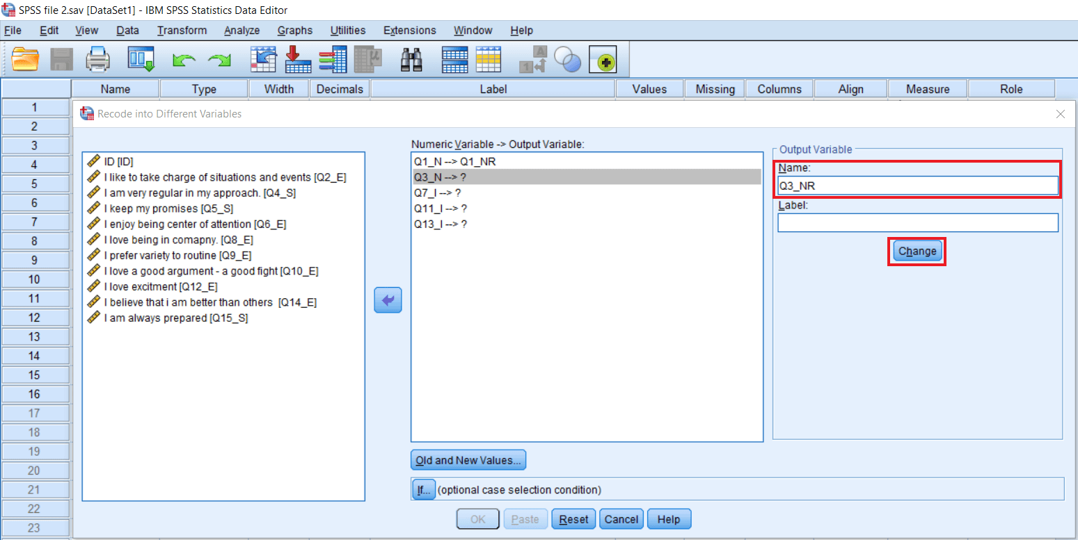 Recode into Different Variable in SPSS