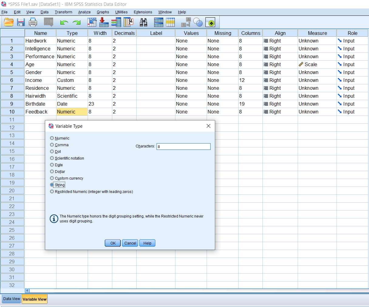 SPSS String Variable