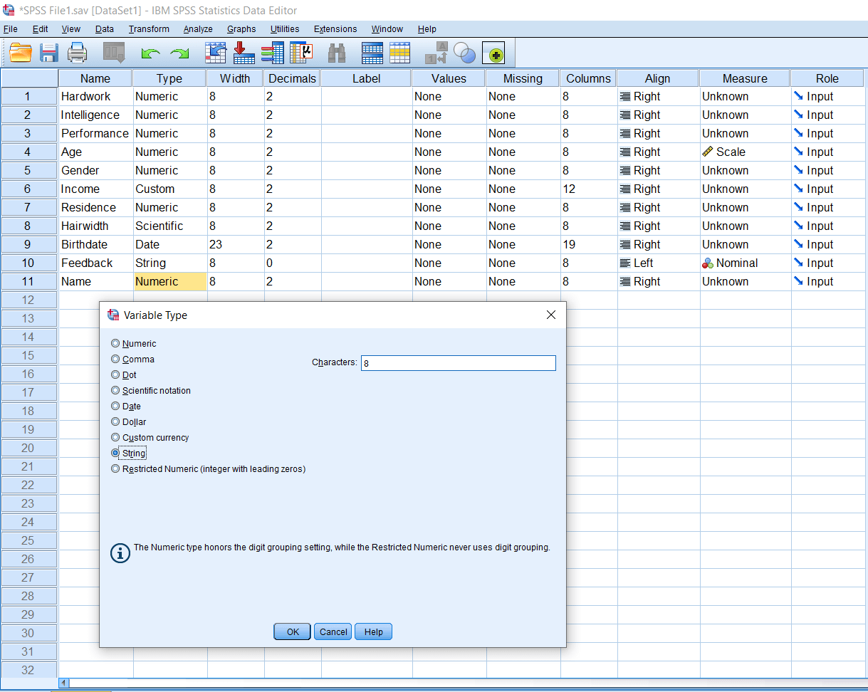 SPSS String Variable