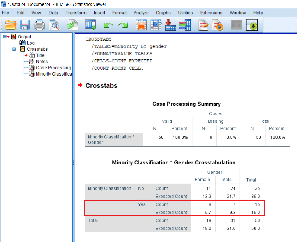Testing assumptions of Chi-square test in SPSS
