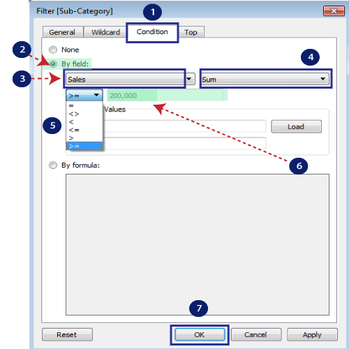 Tableau Condition Filters