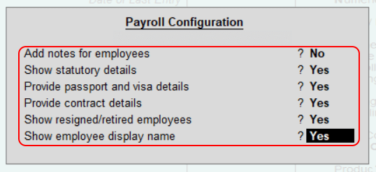 Payroll Configuration in Tally ERP 9