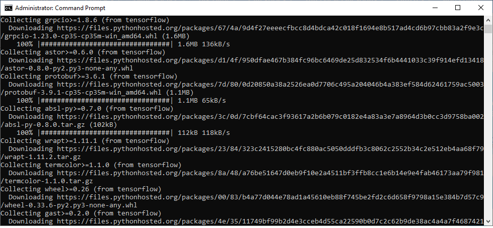 Installation of TensorFlow Through pip