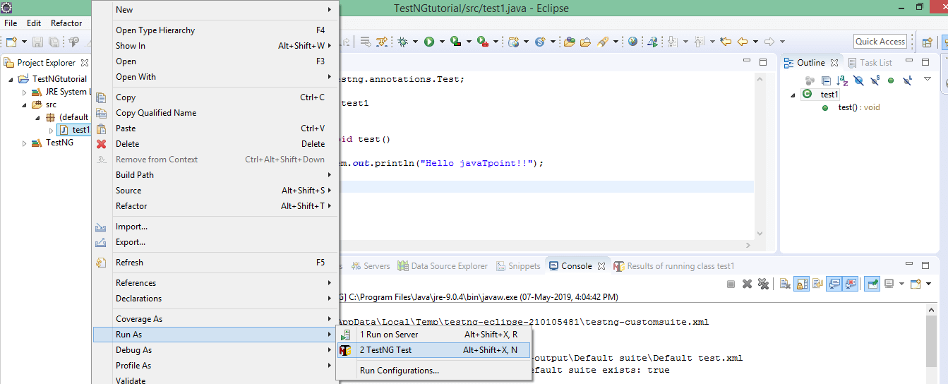 Running test cases in TestNG without java compiler