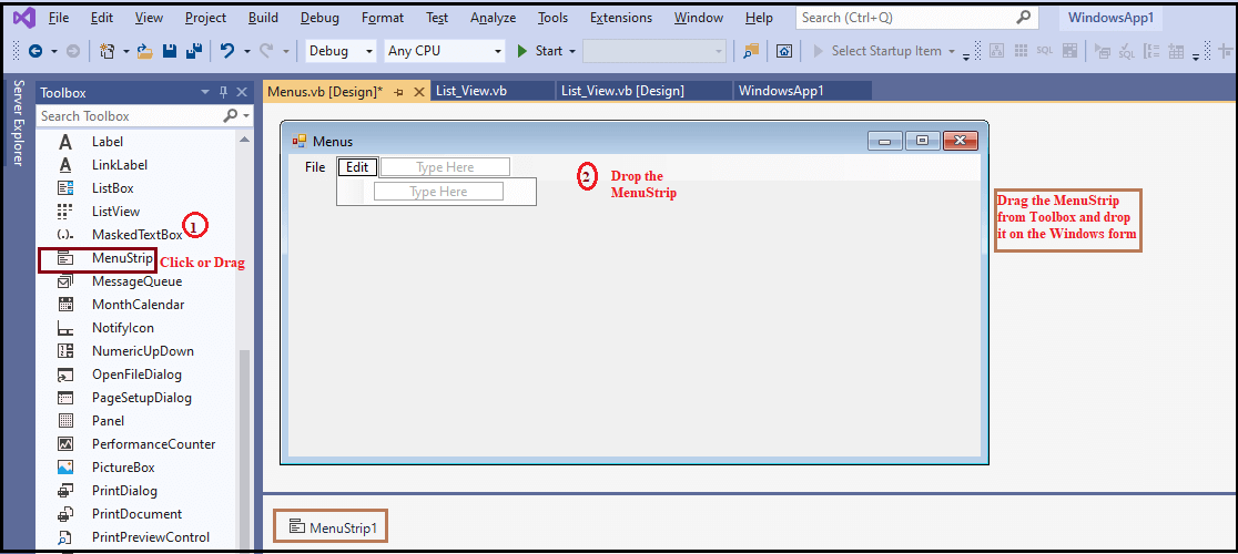 VB.NET Menu Control