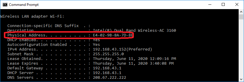 How to find MAC address in Windows 10