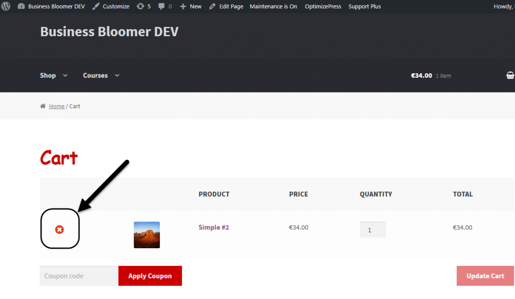 How to change the "Remove this item" icon on the WooCommerce Cart page