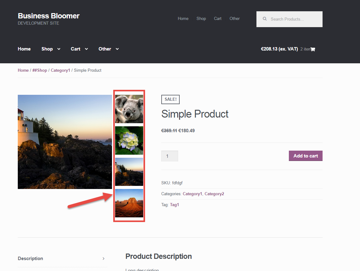 WooCommerce: Display Single Product Thumbnails Beside the Main Image