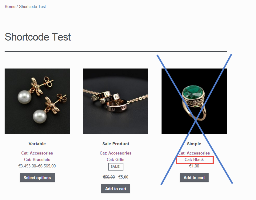 WooCommerce: exclude category from shortcodes