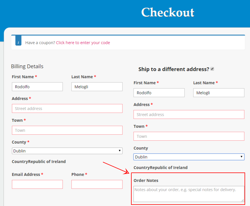 WooCommerce Checkout Order Notes