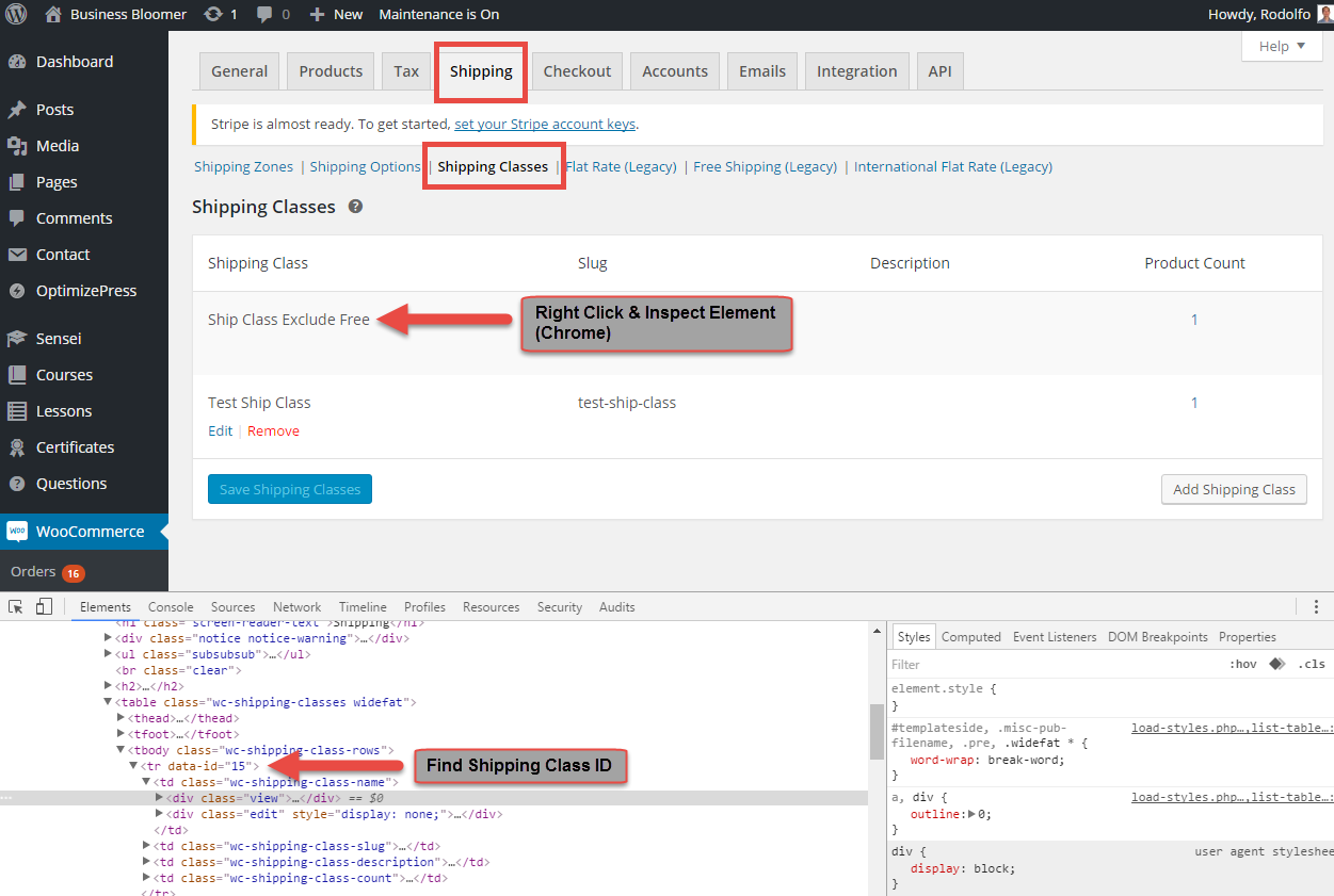 WooCommerce 2.6+: Find Shipping Class ID