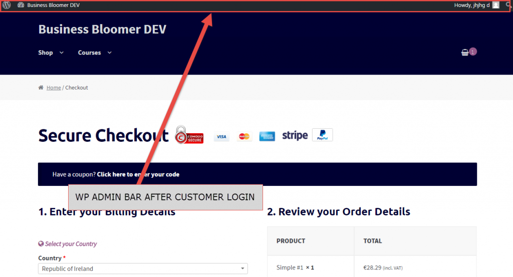 D'oh! WooCustomers can see the WP Admin Bar...