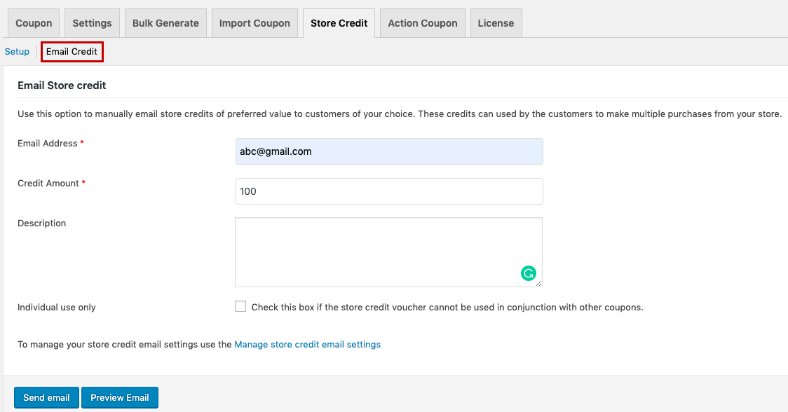 email store credit