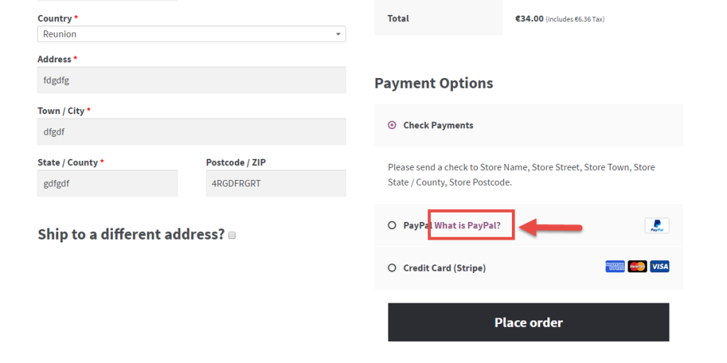 WooCommerce "What is PayPal" at checkout