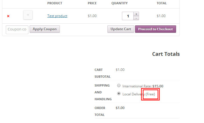 The (free) text for a free shipping method in WooCommerce