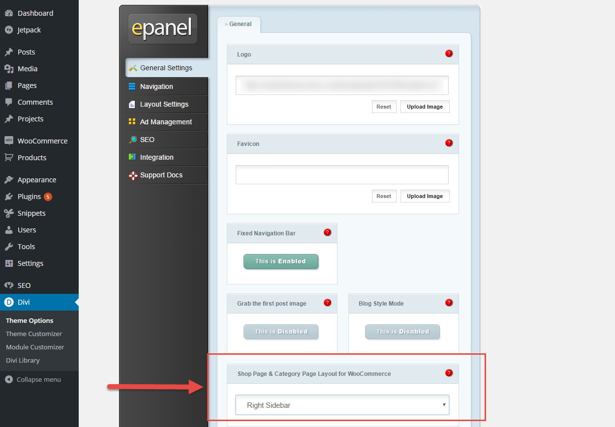 Divi & WooCommerce: remove sidebar on archive pages