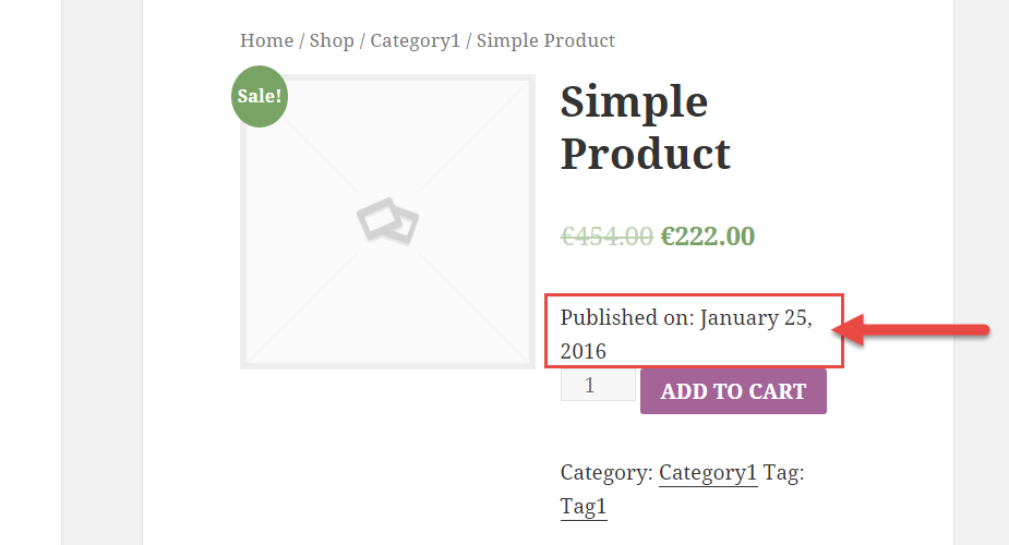 WooCommerce: Show Product Published Date