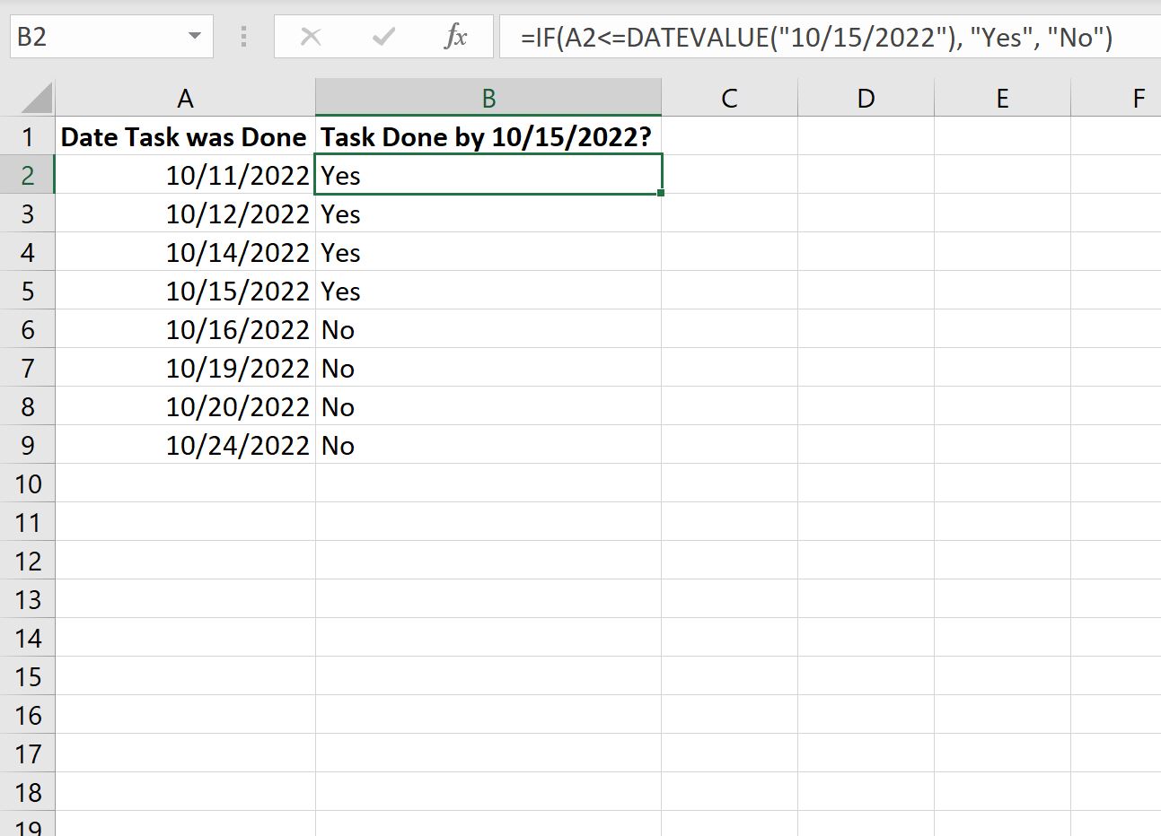 Excel IF function with dates