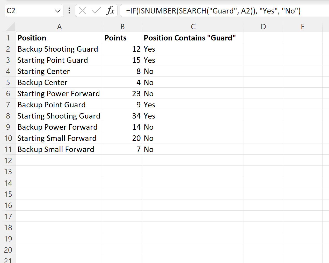 Excel IF function check if cell contains text