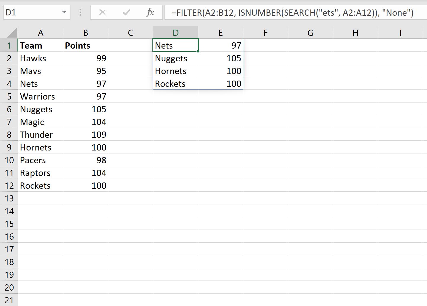 Excel FILTER function with wildcard