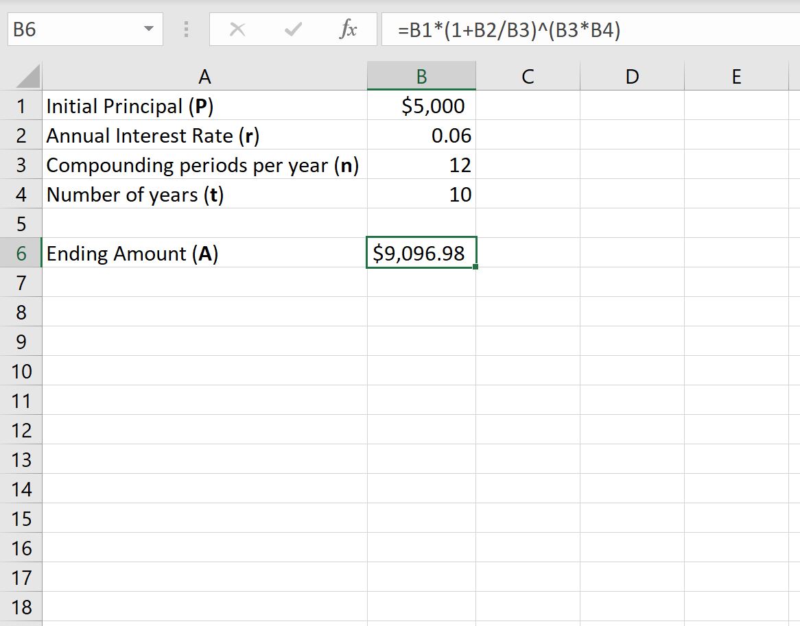 Excel monthly compound interest formula