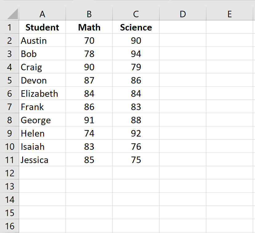 Raw data in Excel in two columns